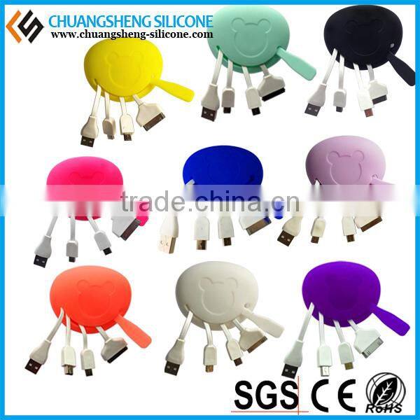 multifunction data wire case, silicone data line holder, silicone data link box