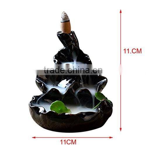 Ceramic Glaze Incense Smoke Cone Burner Backflow Censer Tower Holder