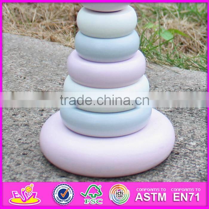 2016 new design crown wooden stacking rings toy for toddlers W13D129