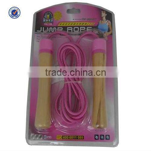 Rope skipping, rubber, wood handle, cheap
