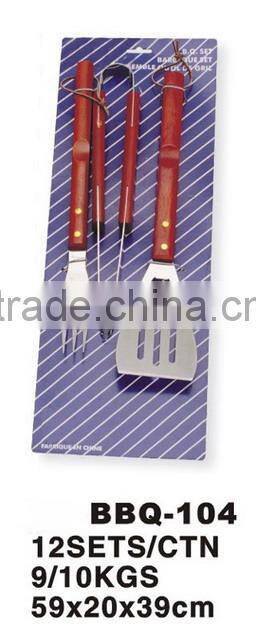 Fork Tong Spatula 3ps Barbecue Tools Set In Paper Card Board