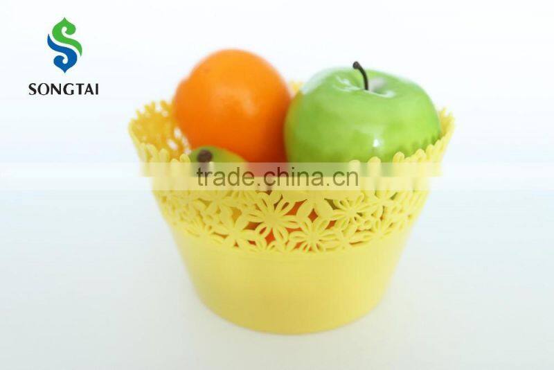 2016 New Style plastic pp circular fruit basket with sunflower