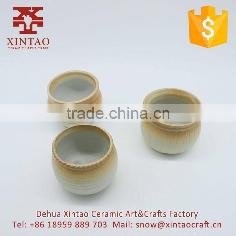Dehua factory supply Very cheap China pottery art brown ceramic flower pots for plants