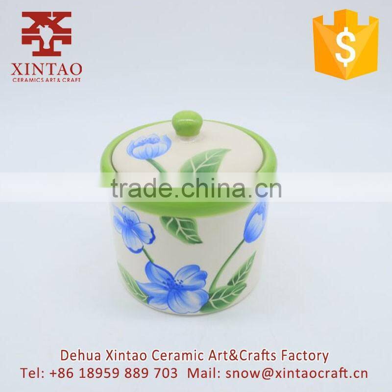 Gifts and craft ceramic storage containers jars canister set white with flower