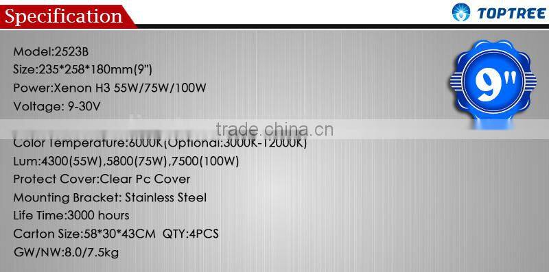 Automotive HID Work Lights with E-Mark or E4 Certificates and 9 to 32V DC Voltage, OEM Welcomed