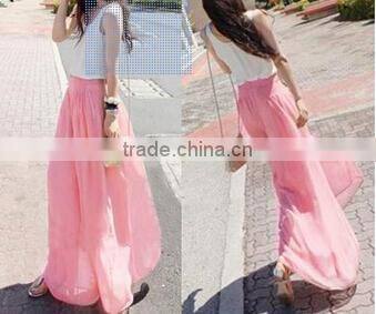 western stylish women's loose chiffon wide leg pants Long trousers