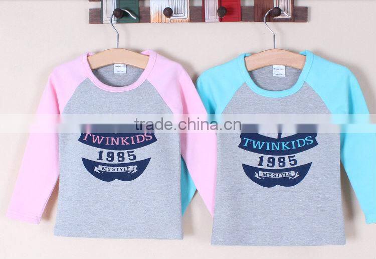 Wholesale boy kids long sleeves 100% cotton t-shirt