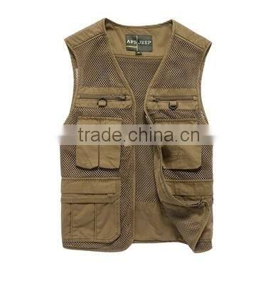 2017 New Arrival plus size male outdoor casual multi-pocket film vest fishing mesh vest jacket L-4XL