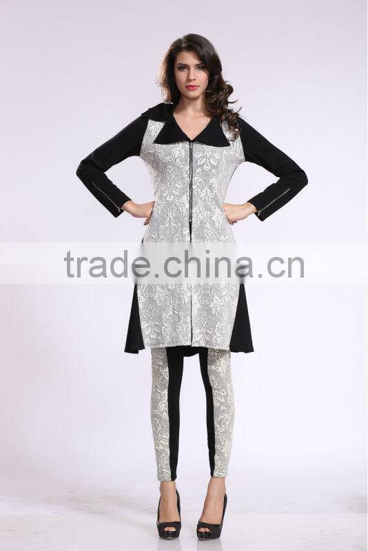 2014 New Arrival Women Hit Color Stitching Zipper Suit Designer Blazers