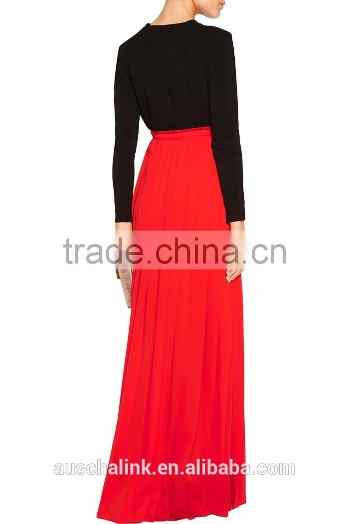 new arrival high quality ladies red long chiffon maxi skirt OEM service