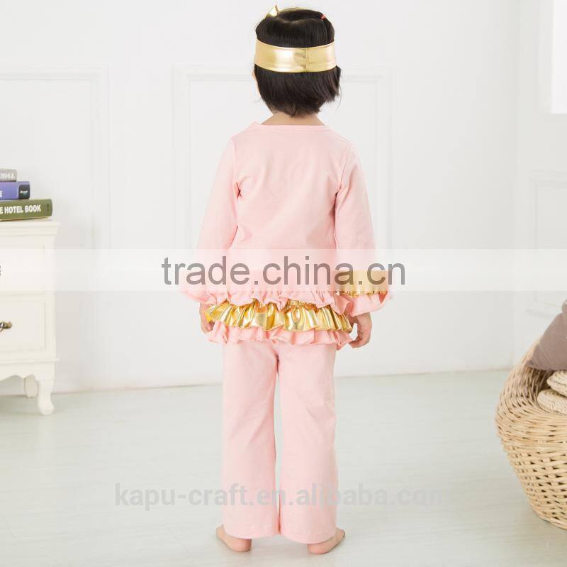 Halloween clothing sets pumpkin top and chevron ruffle pant clothing sets wholesale children boutique clothing sets