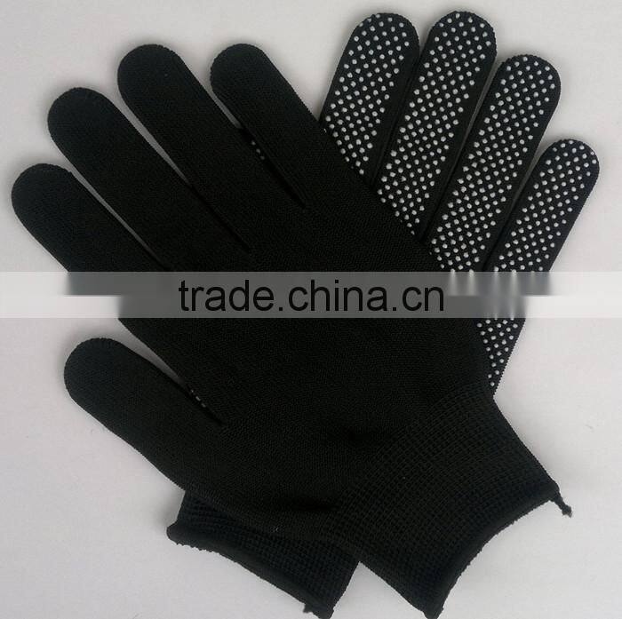 GZY 2015 white and black nylon anti-skid dotted gloves
