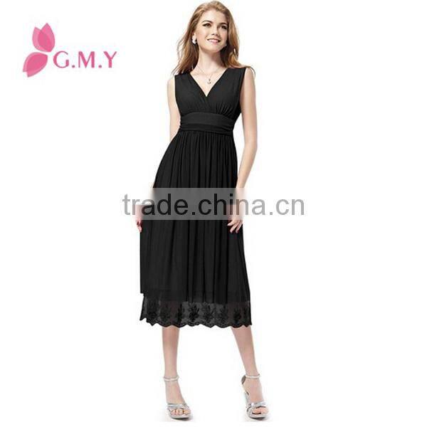 Women's Double V-neck Lace Sweep Backless Night Party Cocktail Dress