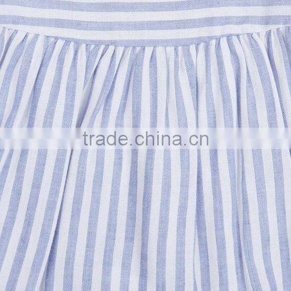 2017 wholesale manufacturer bule stripe baby girl clothes fancy 100%cotton kids summer dress