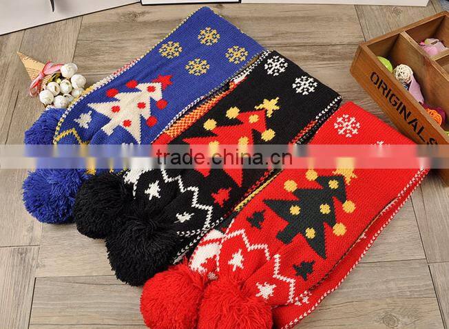 Christmas styles good quality made scarf baby kids knit scarf pattern
