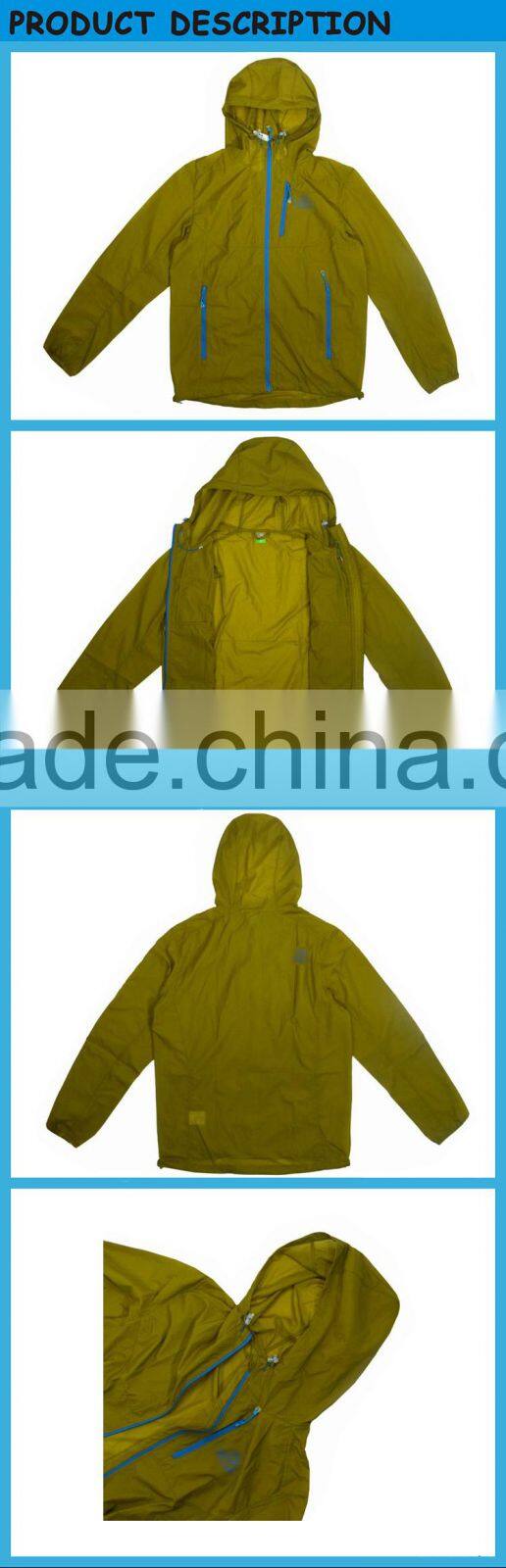 Long Sleeve Olive Green Men Waterproof Sunscreen Clothes Jackets