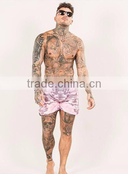 Pink camo printing shorts dip dye beach shorts for custom