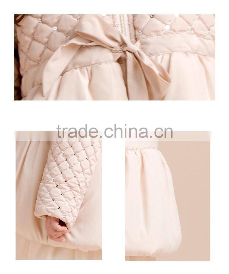 2017 Girls Winter Hoodie Jacket With Paillette Decorated Children Clothes With Puff Hem