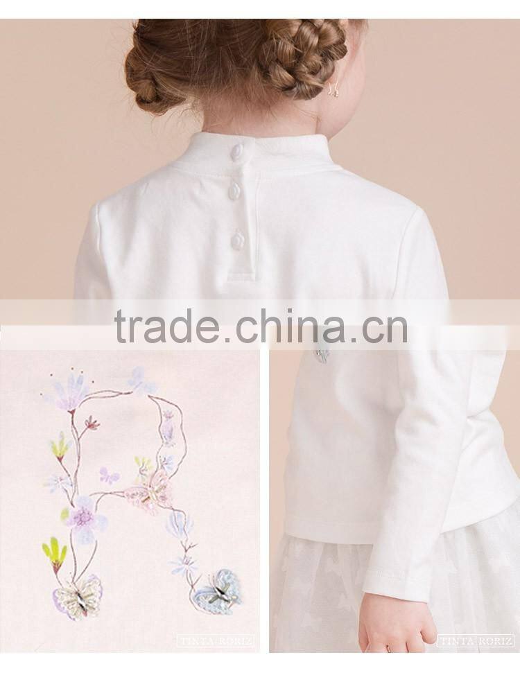 2017 Spring Children t Shirt With Flower Patterns For Girls Long Sleeves Kids t Shirt
