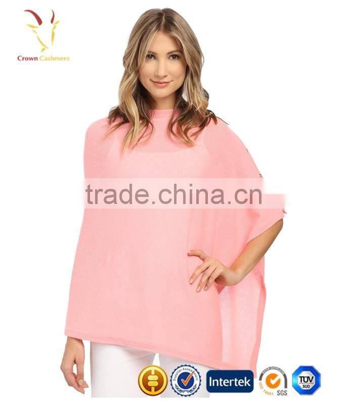 Pink Lovely Lady Cashmere Knitted Poncho Shawls