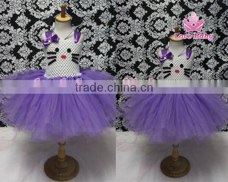 2015 Hot Sale Latest Design Boutique Little Girls Princess Party Tutu Dresses Purple Fairy Tulle Dress