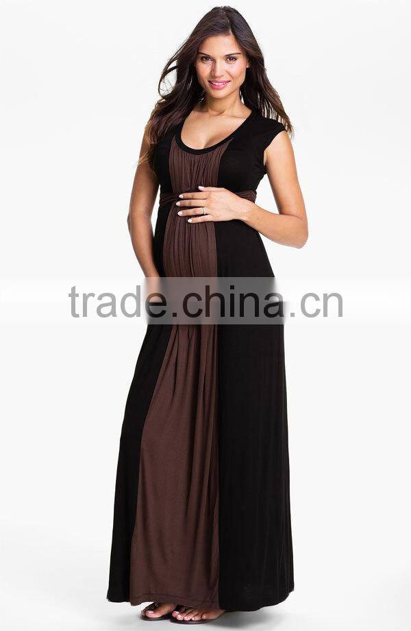 Color Block Sleeveless Fashion Maxi Dress for Pregnancy E3121