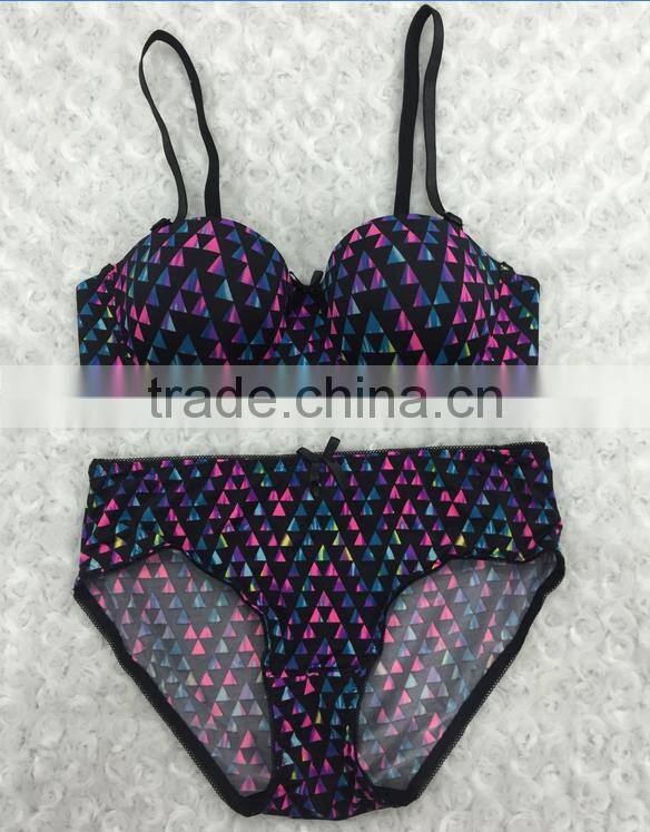 2017 OEM bra panty set women underwear printed bra panty set