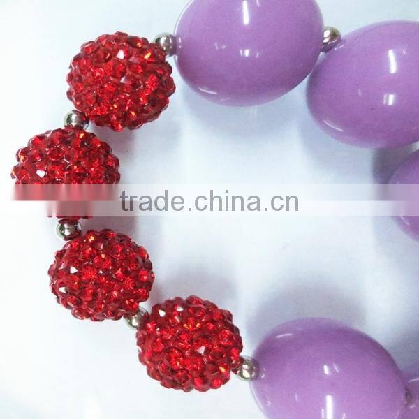 Wholesale Ameriacan Flag BABY GIRL CHUNKY RHINESTONE BEADED NECKLACE