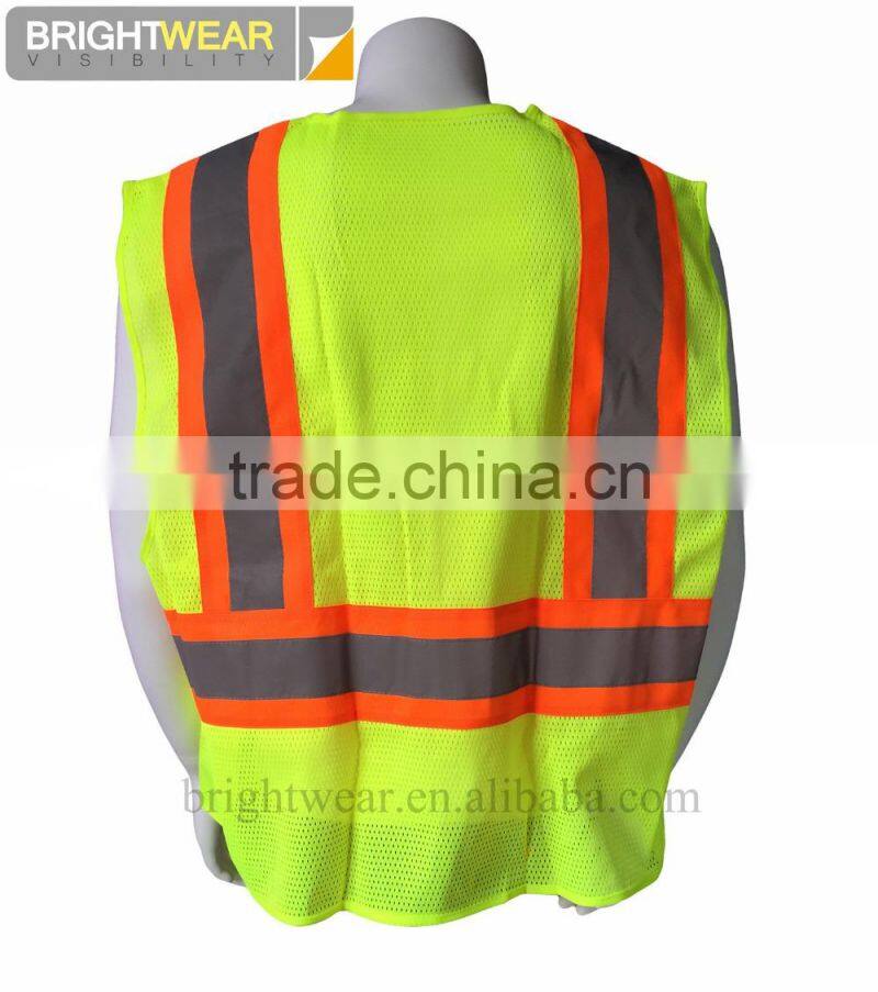 ANSI/ISEA107 hi vis mesh vest with reflective tape