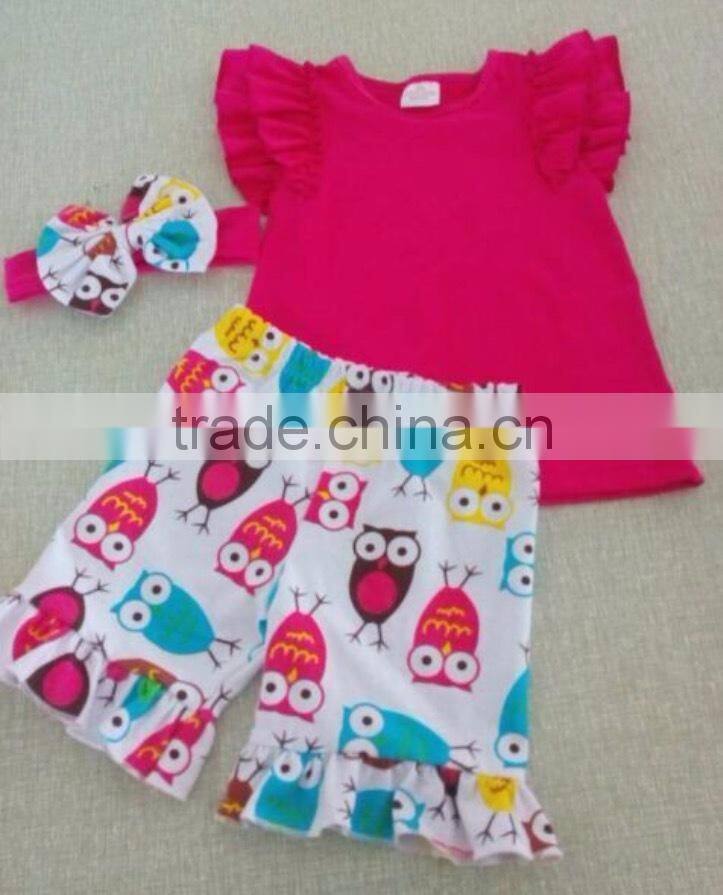 2017 wholesale children's summer dress set the high-quality goods Colored owl pattern design