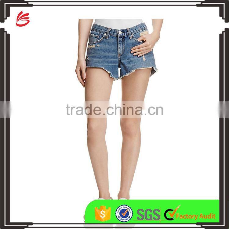 Wholesale Casual cheap summer short pants straight ripped mens denim shorts