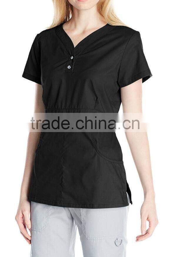 women's button-front scrub top longer length medical scrub
