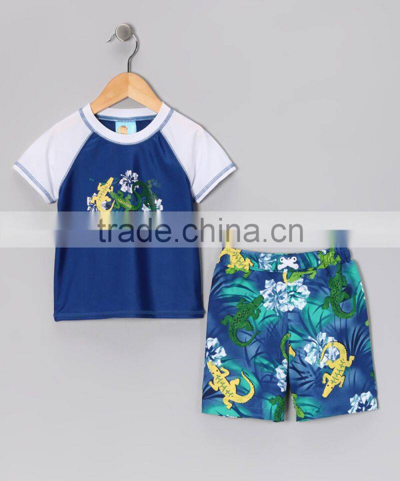 Hot Sale Boys Sportswear With Navy Gator Boy Rashguard Set Child Clothing B-NP-TR905-311