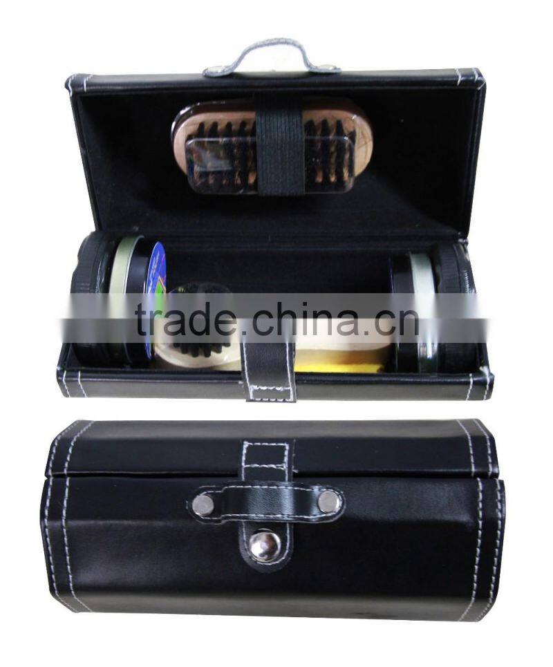 hot selling gentlemen's handware shoe care /polish/shine kit with PU bucket/bag