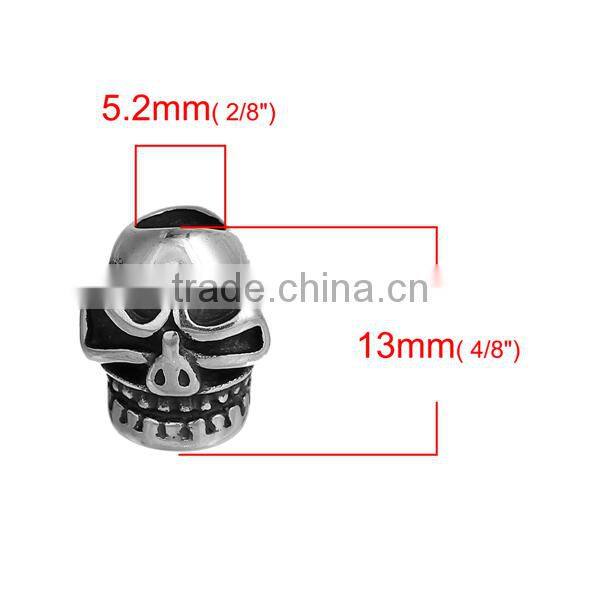 304 Stainless Steel Spacer Beads Skull Antique Silver