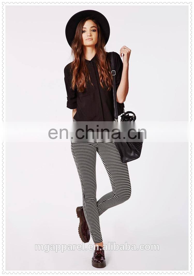 New fashion ladies plain black cropped blouse simple designs