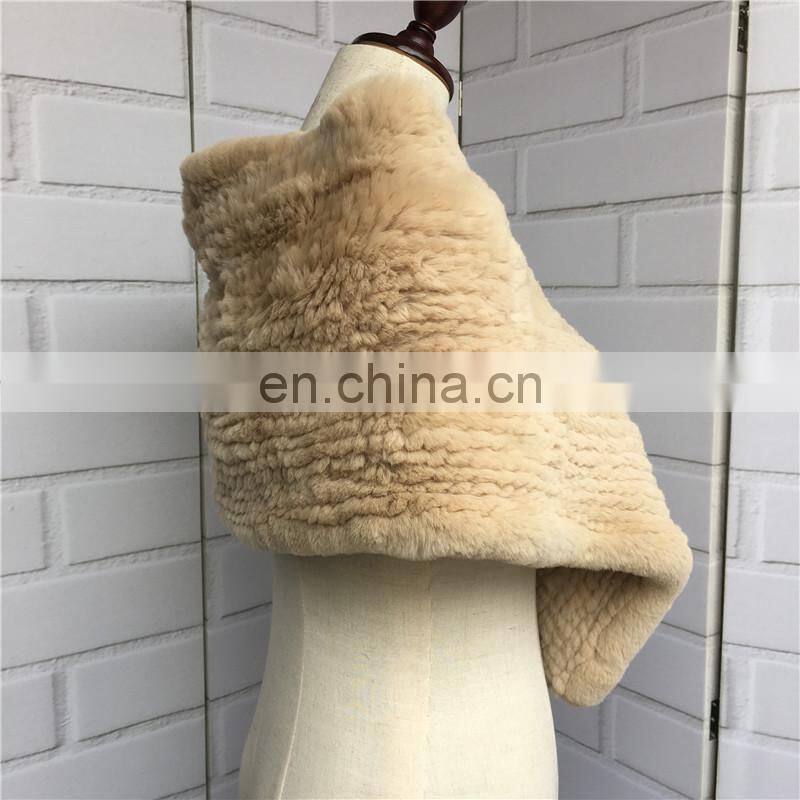 2016 Fashionable Hand Knitted Genuine Rex Rabbit Fur Scarf