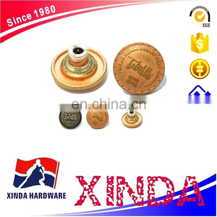 High quality plating round metal jeans button for suspender trousers