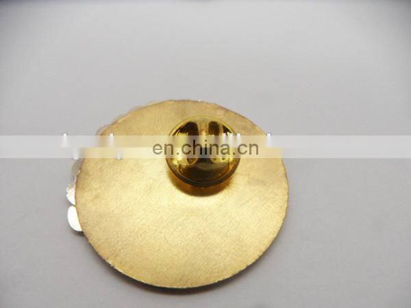 High quality Coins shape Gold plated Cheap custom design badge with flat tip