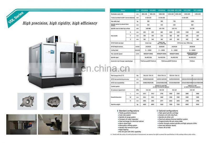Catalogue of linear way and box way cnc vertical machining center with atc