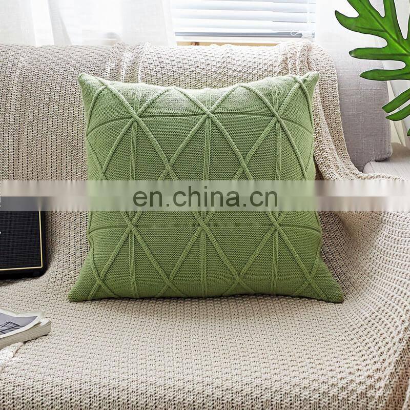 i@home Solid color nordic geometric knitted sofa pillow cushion cover