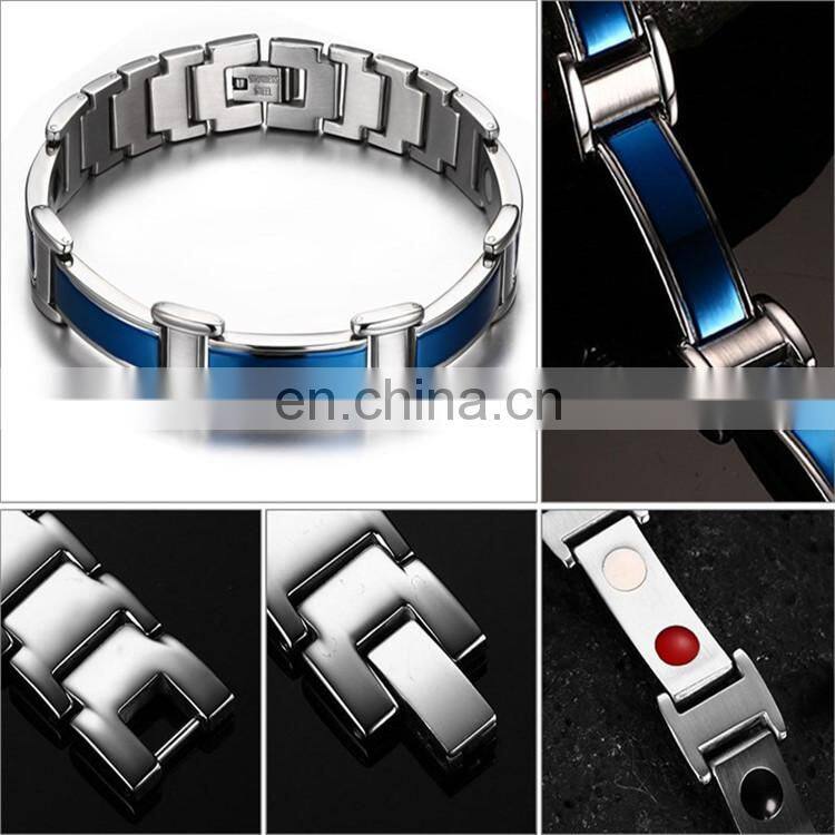 Custom logo bio bracelet energy care health major stainless magnetic bracelet