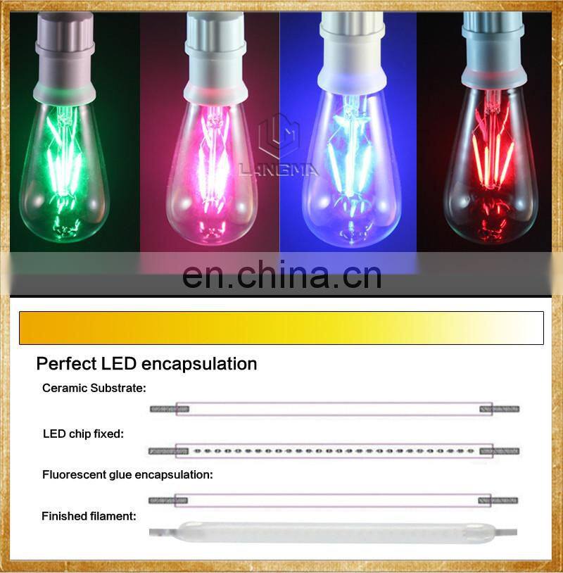 Colorful lights decorate christmas tree red green blue 3w/4w/5w st64 led filament bulb