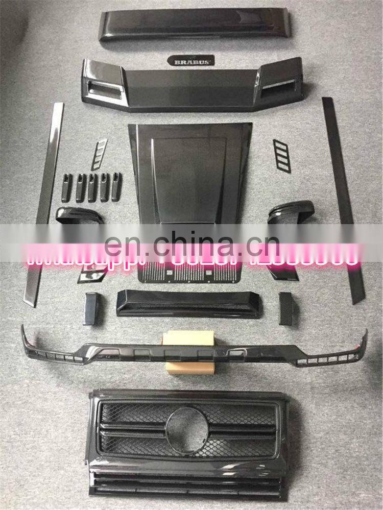 G class w463 carbon finber B style with 12 LED lights and B logo front lip fit for G63 G65 carbon finber front skirt spoiler