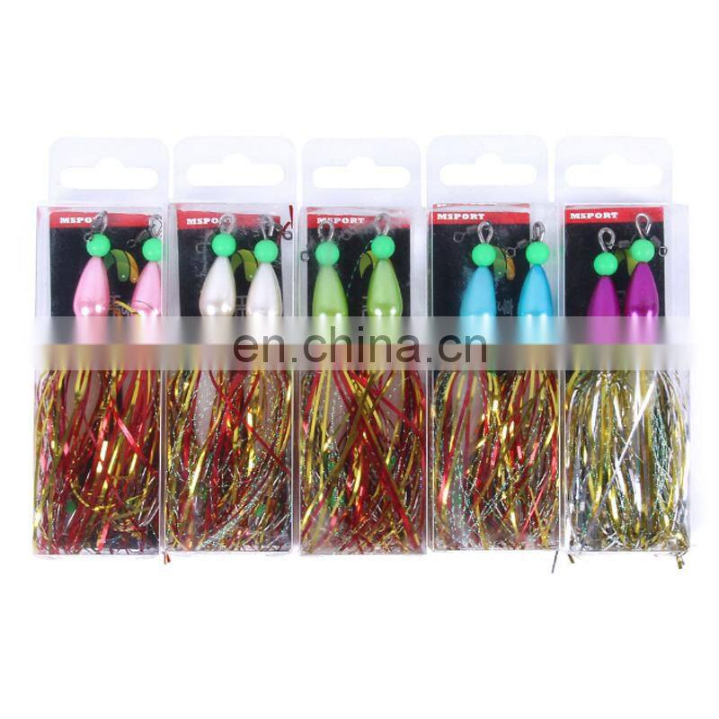2pcs / box 10cm 8.7g fishing lures pesca Luminous Hard Squid Jig Hooks with Soft Skirts