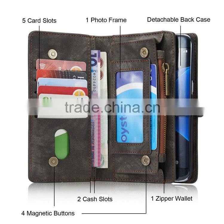 For samsung galaxy s7 edge case, leather case for samsung s7 edge with detacable back cover