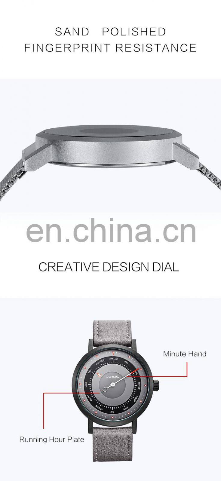 SINOBI Watch Brand Man Fashion Alloy Case Wristwatch Leather Band Man Watch Casual S9809G