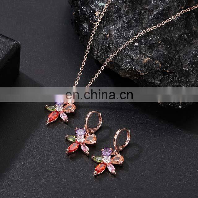 High Quality Coloful Diamond Rhinestone Bridal Set Jewelry