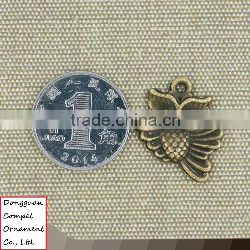 Wholesale diy accessories green bronze zinc alloy jewelry wings owl pendant