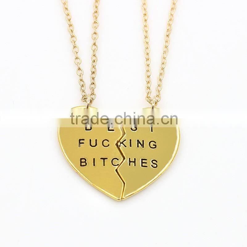Best Bitches broken heart necklace pendant necklace wholesale